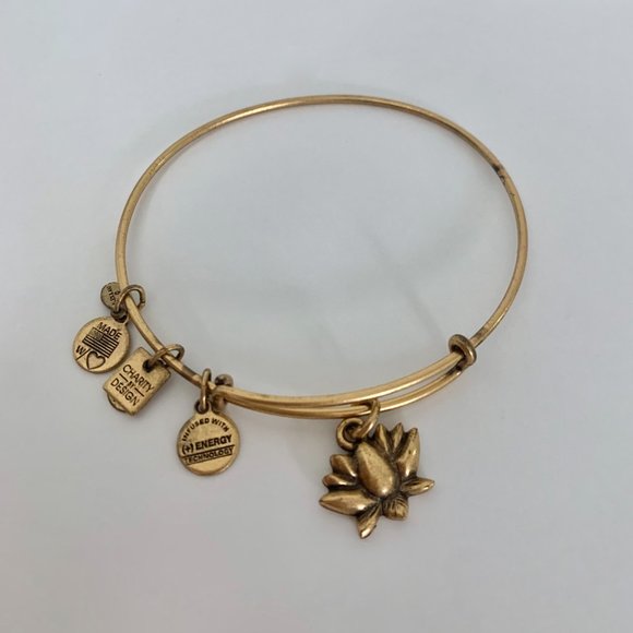 Alex and Ani Gold Lotus Flower Charm Bangle - Picture 2 of 2